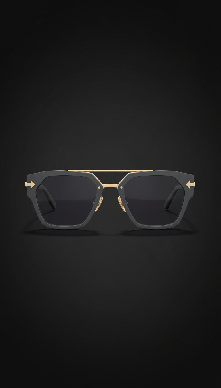 Geometric Sunglasses with Gold Accents